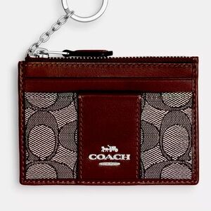 🌸 COACH MINI ID SKINNY IN SIGNATURE JACQUARD CARD CASE NWT🌸